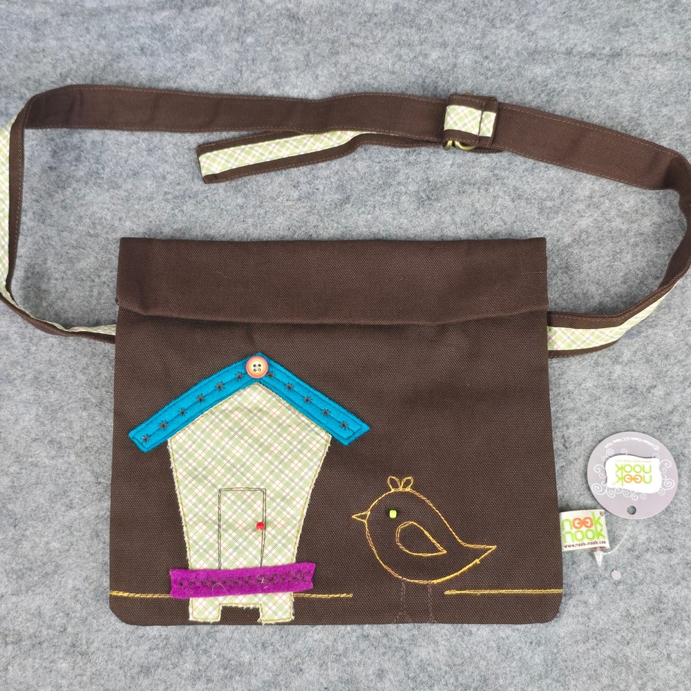 Neek Nook Waist Bag Womens OS Brown Canvas Birdhouse Applique Handcrafted NWT